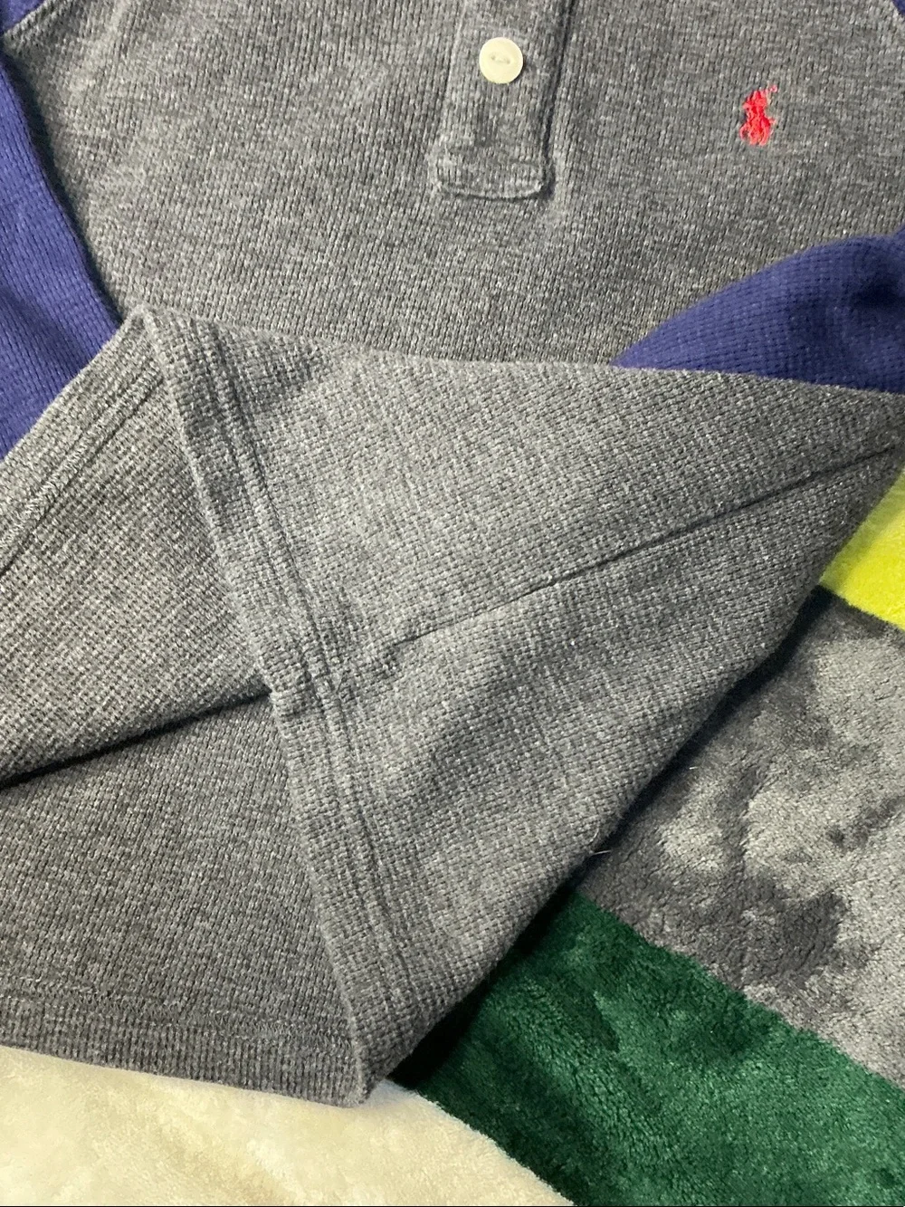 Polo by Ralph Lauren Gray Body Navy Hooded Henley with Red Pony